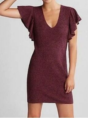 Express Plum Knit V-Neck Dress